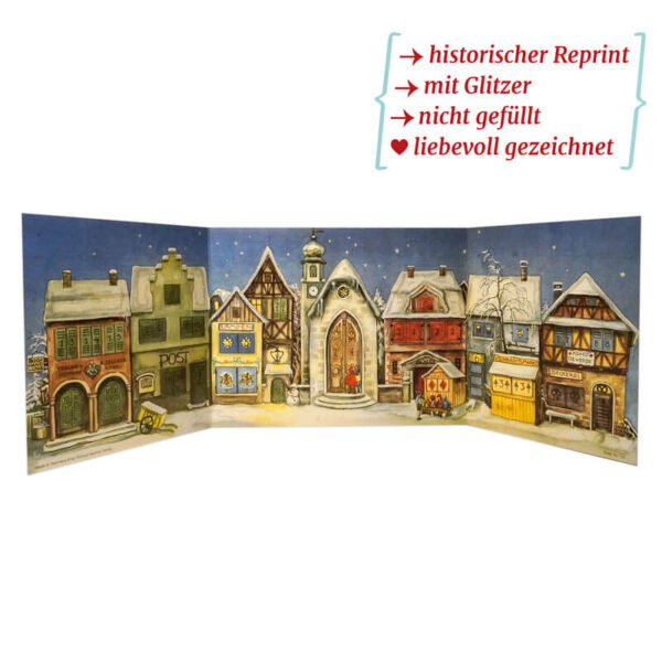 Dresdner Pappen Nostalgischer Adventskalender kleine Adventsstadt