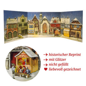 Dresdner Pappen Nostalgischer Adventskalender kleine Adventsstadt