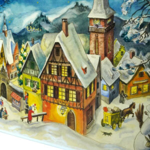 Dresdner Pappen Nostalgischer Adventskalender kleines Dorf im Winter