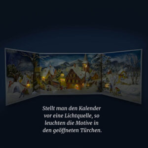 Dresdner Pappen Nostalgischer Adventskalender kleines Dorf im Winter